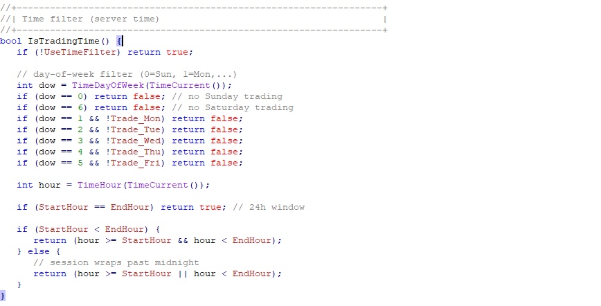 MetaBacktest Time Filter